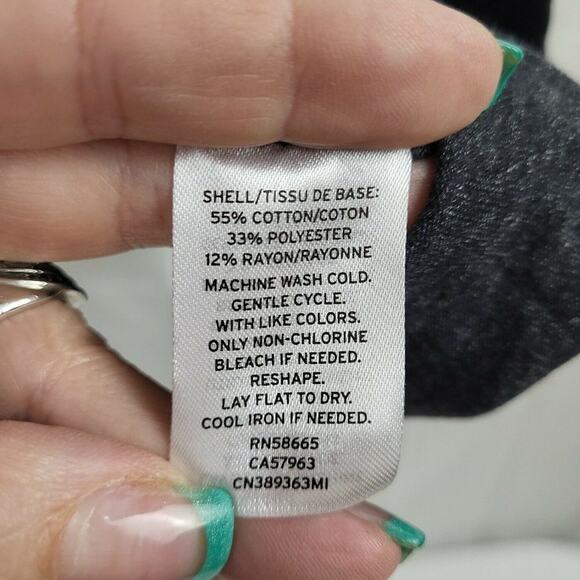 Caslon Women's Size M Short Cap Sleeve Tie Waist Peplum Blouse Gray Marl New - Picture 7 of 10